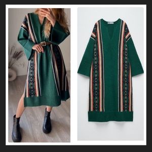 Zara jacquard wool blend knit tunic dress western